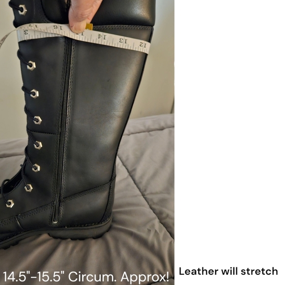 TIBERLAND black tall leather water proof lace-up Side Zip boots JR. 7 Women's 9 - Picture 15 of 16